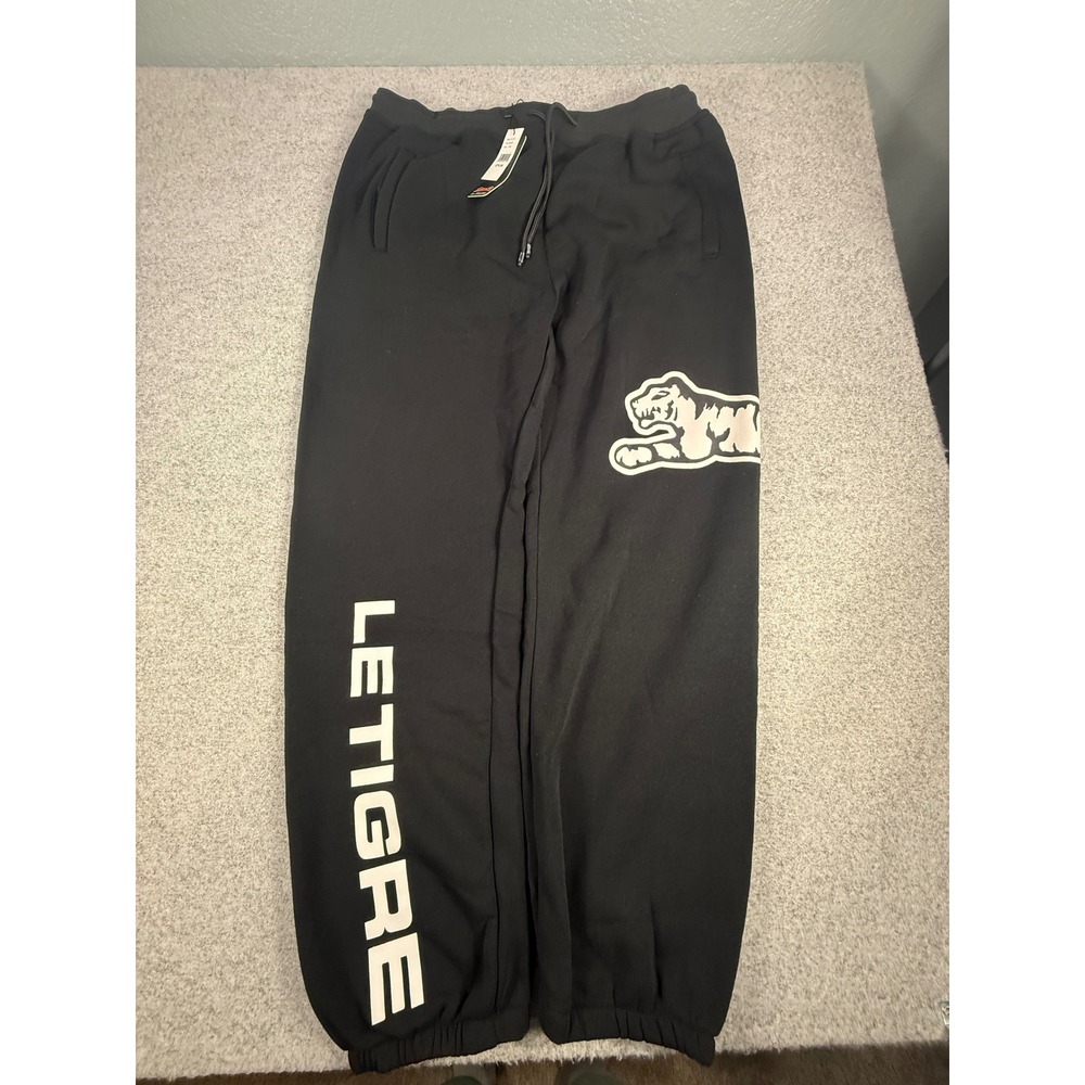Le Tigre Mens Black Graphic Fleece Sweatpants Joggers LA1-372 Size 3XL NWT
